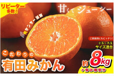 【2025年12月発送予約分】【家庭用】【農家直送】こだわりの有田みかん 約8kg＋250g(傷み補償分) 有機質肥料100% サイズ混合　【12月発送】※北海道・沖縄・離島配送不可【nuk100-12A】