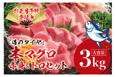 本マグロ（養殖）トロ＆赤身セット 3kg 【年内発送（12月26日～30日発送）】高級 クロマグロ  中トロ 中とろ  まぐろ マグロ 鮪 刺身 赤身 柵 じゃばらまぐろ 本マグロ 本鮪 【nks112-sg】