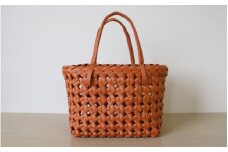 【ハンドメイド】エコバック テラコッタ色 / 籠 かご カゴ バッグ エコバッグ 手作り 手づくり かごバッグ カゴバック 籠バッグ かばん カバン 鞄 【stn001A】