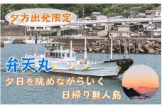 【夕方出発限定】家族で・カップルで楽しむ夕日を眺めながらいく無人島瀬渡しプラ　お弁当付きン【btm002】