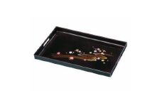 長手盆 PC 48cm 溜 みやび春秋【YG420】