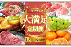【12ヶ月定期便】極上！一年中楽しめる！大満足定期便♪　／肉 牛肉 マグロ 鮑 マスカット みかん 桃【tkb410】
