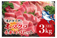 本マグロ（養殖）トロ＆赤身セット 3kg 【1か月以内に発送】【配達日指定不可】高級 クロマグロ  中トロ 中とろ まぐろ マグロ 鮪 刺身 赤身 柵 じゃばらまぐろ 本マグロ 本鮪【nks112B】