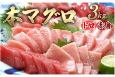 【串本町×北山村】本マグロ（養殖）トロ＆赤身セット 3kg【1ヶ月以内に発送】【配達日指定不可】【nks112】