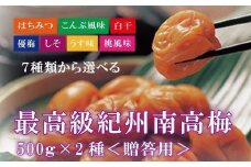 【贈答用】紀州南高梅 食べ比べセット 500g×2　（しそ風味・うす味）【inm900-4A】