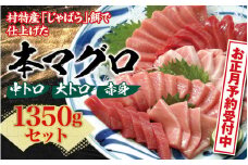本マグロ（養殖）トロ＆赤身セット1350g　【年末発送（12月25日～30日発送）】【配達日指定不可】【nks111-sg】