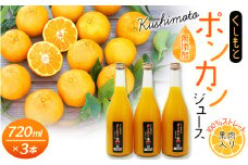 果肉入り！くしもとポンカンジュース A 720ml ×3本セット 果汁100％ まるごと絞った無添加ストレートジュース  ドリンク 柑橘 ぽんかん フルーツ みかん ミカン オレンジ 限定 和歌山【sse202B】