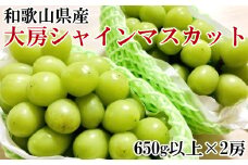 【数量限定】和歌山県産大房シャインマスカット2房入り（1房650g×2房）　※2024年9月初旬から9月下旬頃順次発送 【tec940】