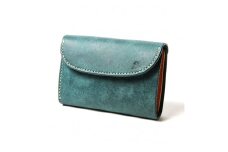 ＭＯＴＯマットバケッタ三つ折りミドルウォレット（BLUE）本池秀夫監修 LEATHER & SILVER MOTO