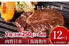 鳥取和牛 ヒレステーキ 6回定期便 （約250g×6） 牛肉 ヒレ 冷凍 和牛 ステーキ 国産 ブランド牛 黒毛和牛 肉 ヒレステーキ 定期便 最高級部位 希少部位 真空 鳥取県 倉吉市