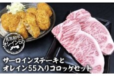 鳥取和牛 オレイン５５ サーロインステーキとオレイン５５入りコロッケセット 国産 牛肉 和牛 黒毛和牛 サーロイン コロッケ