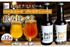 ＢＲＥＷ　ＬＡＢ　ＫＵＲＡＹＯＳＨＩ　ペールエール＆ゴールデンエール飲み比べセット（１２本入） ビール クラフトビール 地ビール ペールエール ゴールデンエール 鳥取県 倉吉市 珍しい 美味しい ビール党 クラフトビア 手作り おすすめ 飲み比べ 詰め合わせ 大容量 飲み比べ