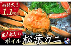 【魚倉】足１本なしボイル松葉ガニ（特特大1.1kg以上）訳あり 松葉ガニ カニ ズワイガニ カニ爪 冷蔵 ボイル ずわいがに わけあり 期間限定 国産 鳥取県 倉吉市
