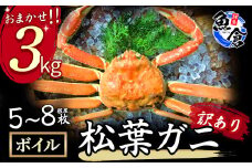 【魚倉】松葉がに ボイル おまかせセット3kg 訳あり 松葉ガニ カニ ズワイガニ カニ爪 ボイル 冷蔵 わけあり ずわいがに 期間限定 国産 鳥取県 倉吉市
