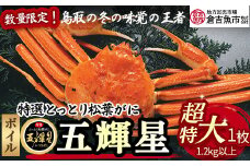 【倉吉魚市】五輝星ボイル松葉がに（超特大1.2ｋｇ以上）　数量限定品 ボイル 松葉ガニ ズワイガニ カニ爪 冷蔵 数量 期間 限定 ずわいがに カニ 特大 五輝星 国産 鮮度抜群 鳥取県 倉吉市