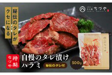 ちづや特製 自慢のタレ漬けハラミ （500g） 牛肉 ハラミ 焼肉 赤身 鳥取県 倉吉市