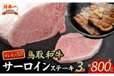 鳥取和牛 オレイン55 サーロインステーキ 3枚 （ 800g ） 国産 牛肉 和牛 黒毛和牛 サーロイン ステーキ サーロインステーキ 高級 希少 鳥取県 倉吉市 KR1289