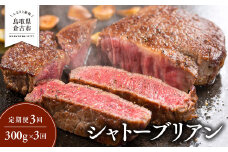 【定期便3回】 シャトーブリアン 300g × 3回 鳥取和牛 ブランド牛 国産 牛肉 和牛 黒毛和牛 ヒレ ステーキ 定期便 鳥取県 倉吉市