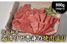 鳥取和牛 霜降りと赤身の焼肉盛り 800g ( 400g × 2 ) 国産 牛肉 焼肉 赤身 霜降り ロース モモ バラ バーベキュー 和牛 黒毛和牛 ブランド牛 鳥取県 倉吉市 KR1461