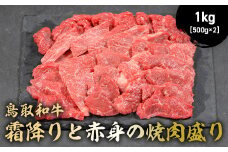 鳥取和牛 霜降りと赤身の焼肉盛り 1kg ( 500g × 2 ) 国産 牛肉 焼肉 赤身 霜降り ロース モモ バラ バーベキュー 和牛 黒毛和牛 ブランド牛 鳥取県 倉吉市 KR1462