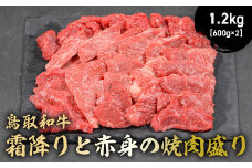 鳥取和牛 霜降りと赤身の焼肉盛り 1.2kg ( 600g × 2 ) 国産 牛肉 焼肉 赤身 霜降り ロース モモ バラ バーベキュー 和牛 黒毛和牛 ブランド牛 鳥取県 倉吉市 KR1463