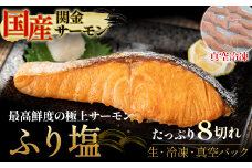 【真空冷凍】 関金サーモン ふり塩切り身 480g（60g×8切れ） マス トラウトサーモン 鮭 さけ シャケ 国産鮭 ふり塩鮭 鮭切身 サーモン 国産サーモン サーモン切身 養殖サーモン 真空冷凍
