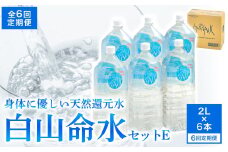 白山命水 セットE 6回定期便（ペットボトル2L×6本入り） ミネラルウォーター 国産 人気 水 白山命水 天然水 定期 定期便