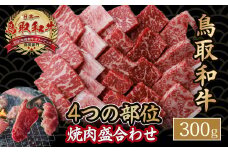 鳥取和牛4つの部位の焼肉盛り合わせ 300g 和牛 黒毛和牛 国産 精肉 ブランド牛 冷凍 焼き肉 肉 ロース モモ バラ 赤身 鳥取県 倉吉市 KR1243
