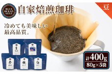 ＜豆＞冷めても美味しい最高品質の自家焙煎珈琲(計400g・80g×5袋セット)【sm-CM001-A】【BLUE OCEAN NEXT】
