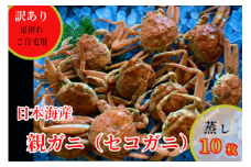 240-WK16．【先行予約】【配送日時指定可】【蒸し】訳あり足折れご自宅用　日本海産親ガニ（セコガ二）10枚