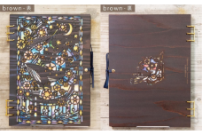 【切り絵作家 大橋忍さんコラボ商品】木製スケッチブック「紡ぐ星」brown・Ｃ (水彩紙のみ) (T1-20-6)