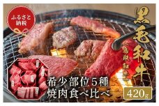 【和牛セレブ】鳥取和牛 焼肉用希少部位5種食べ比べセット 420g(八角箱入り)