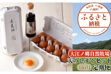 【3か月定期便】平飼い天美卵20個＆たまごかけご飯専用醤油「天のしずく」セット〈大江ノ郷自然牧場より直送〉
