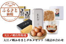 大江ノ郷ふるさとグルメセット 5種詰め合わせ【平飼い天美卵＆お惣菜】