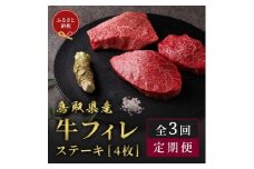 【和牛セレブ（3ヶ月定期便）】鳥取県産牛ヒレステーキ4枚×3か月間