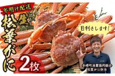 【先行予約】（訳あり）松葉ガニ（生なま）2枚【年明け配送】※着日指定不可※北海道、沖縄、一部離島への配送不可《ずわいがに　かに　カニ　蟹》