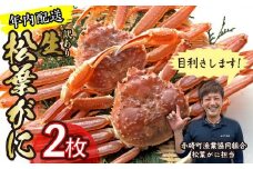 【先行予約】（訳あり）松葉ガニ（生なま）2枚【年内配送】※着日指定不可※北海道、沖縄、一部離島への配送不可《ずわいがに　かに　カニ　蟹》