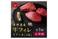 【和牛セレブ（3ヶ月定期便）】鳥取県産牛ヒレステーキ4枚×3か月間