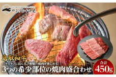 48.鳥取和牛 3つの希少部位の焼肉盛合わせ 450g【国産 鳥取和牛 和牛 焼肉 肉 にく 盛り合わせ セット 鳥取県 北栄町 おすすめ 人気】 