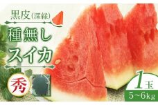 245.黒皮（深緑）種無しスイカ 秀（こちらの返礼品は、大栄西瓜ではありません）※6月上旬～7月下旬頃に順次発送予定　※着日指定不可【西瓜 スイカ 果物 フルーツ くだもの 鳥取県 北栄町 おすすめ 人気 送料無料】