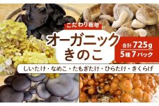 オーガニックきのこバラエティ小セット（5種７パック）【きのこ セット キノコ 詰め合わせ しいたけ なめこ きくらげ ひらたけ たもぎ茸 鳥取県産】