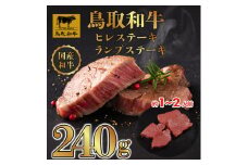 DN1517 鳥取和牛「ヒレ＆ランプ」柔らかステーキ食べ比べ ヒレステーキ120g×2枚、ランプステーキ120g×2枚