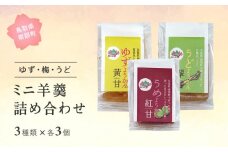 【MS02】ミニ羊羹3種セット (ゆず・梅・うど)　3種類×各3個 合計9個 羊羹 スイーツ 和スイーツ ようかん 鳥取県南部町