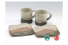 BB9＜大山焼久古窯＞大山マグカップと小皿セット（大山ブランド会）