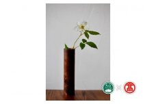 C134糠焼色　円筒銅花器 (大山ブランド会）