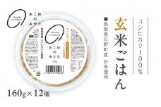 【2025年3月以降順次発送】【お試し】鳥取県日野町産コシヒカリ 玄米ごはん 玄米パック 160g×12個入り おこめのみかた パックごはん パックご飯