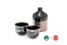 ＜大山焼久古窯＞玉鋼燿酒器セット(徳利、ぐい吞2)（大山ブランド会）米子高島屋 155-BB6  0379