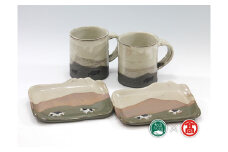 ＜大山焼久古窯＞大山マグカップと小皿セット （大山ブランド会）米子高島屋 50-BB9 0900