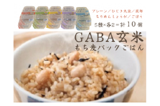 GABA玄米もち麦パックごはん 5種類セット（10パック入り）きぬむすめ JA 0938