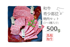 鳥取和牛希少部位焼肉セット 計500g 3～4種 鳥取県産 ご当地ファーム大山望 MK1 0992